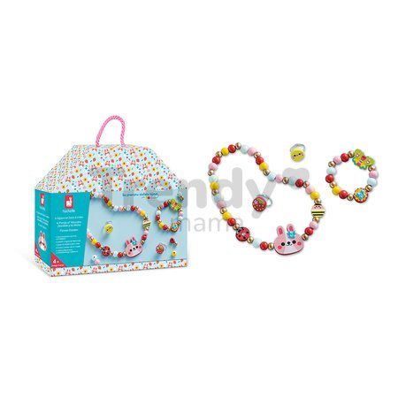 Sada na výrobu šperkov Drevené korálky Kvetinová záhrada Wooden Jewellery Flower Garden Atelier Janod na výrobu 4 kusov od 4 rokov J09130
