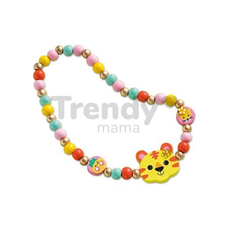 Sada na výrobu šperkov Drevené korálky Džungľa Wooden Jewellery Secret Jungle Atelier Janod na výrobu šperkov 4 kusov šperkov od 4 rokov J09131
