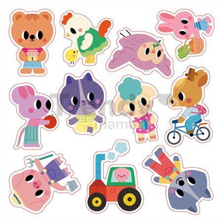 Mini kreatívna sada Prelepovateľné samolepky Zvieratká Repositionable Thick Stickers My Arts & Crafts Atelier Janod 22 nálepiek od 24 mes J09144