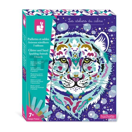 Maxi kreatívna sada Trblietavé piesky Zvieratká Glitter and Sand Sparkling Animals Atelier Janod 5 obrázkov od 7 rokov J09152