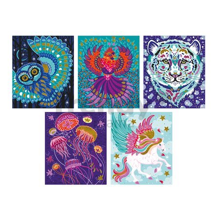 Maxi kreatívna sada Trblietavé piesky Zvieratká Glitter and Sand Sparkling Animals Atelier Janod 5 obrázkov od 7 rokov J09152