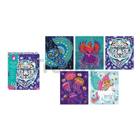 Maxi kreatívna sada Trblietavé piesky Zvieratká Glitter and Sand Sparkling Animals Atelier Janod 5 obrázkov od 7 rokov J09152