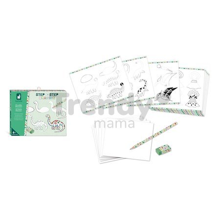 Kreatívna sada Kreslenie krok za krokom Dinosaury Fantasy Drawing Step by Step Janod 20 modelov od 6 rokov J09154