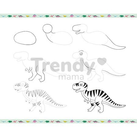 Kreatívna sada Kreslenie krok za krokom Dinosaury Fantasy Drawing Step by Step Janod 20 modelov od 6 rokov J09154