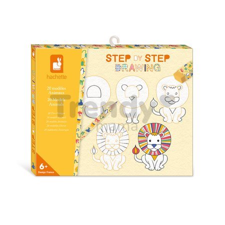 Kreatívna sada Kreslenie krok za krokom Zvieratá Animals Drawing Step by Step Janod 20 modelov od 6 rokov J09155