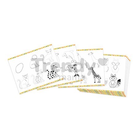 Kreatívna sada Kreslenie krok za krokom Zvieratá Animals Drawing Step by Step Janod 20 modelov od 6 rokov J09155