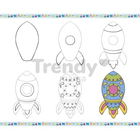 Kreatívna sada Kreslenie krok za krokom Drawings and Colourings with Glitter Markers Step by Step Janod s fixkami od 6 rokov J09157