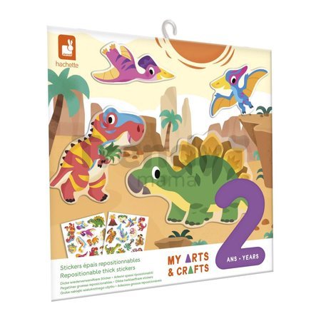 Maxi kreatívna sada Prelepovateľné samolepky Dinosaury Repositionable Thick Stickers My Arts & Crafts Atelier Janod 30 nálepiek od 24 mes J09158