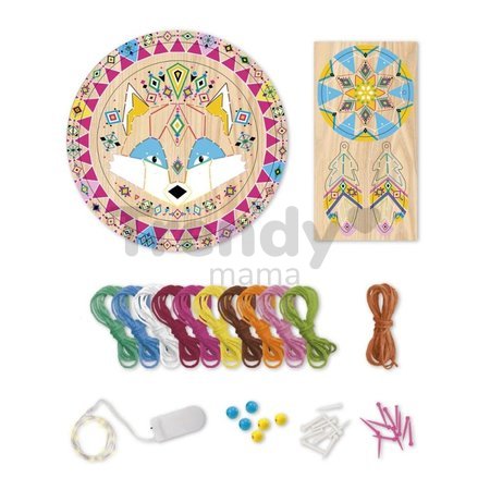 Maxi Kreatívna sada Lapač slnka so svetielkami String Art Dream Catcher with Lights Atelier Janod 300 klinčekov od 8 rokov J09161