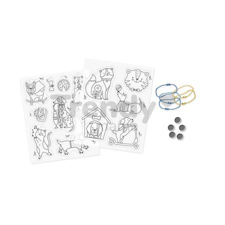 Mini kreatívna sada Zmršťovacie obrázky Shrink Plastic Decorations Cats & Dogs Atelier Janod výroba magnetiek a kľúčeniek 10 dekorácií od 7 rokov J091
