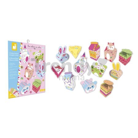 Mini kreatívna sada Origami Kawaii Paper Boxes Atelie Janod papierové krabičky 12 kusov od 7 rokov J09164
