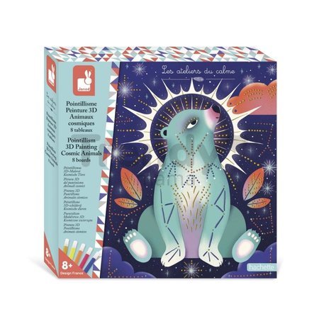 Maxi kreatívna sada 3D Maľovanie bodkami Pointillism 3D Painting Cosmic Animals Atelier Janod 8 obrázkov od 8 rokov J09168