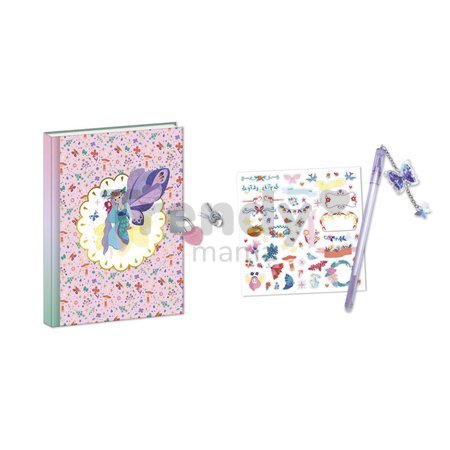 Midi kreatívna sada Tajný zápisník so zámkom Magické víly Secret Notebook Magic Fairies Atelier Janod s perom 96 strán od 7 rokov J09173