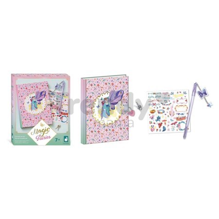 Midi kreatívna sada Tajný zápisník so zámkom Magické víly Secret Notebook Magic Fairies Atelier Janod s perom 96 strán od 7 rokov J09173