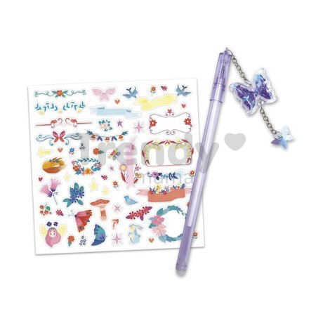 Midi kreatívna sada Tajný zápisník so zámkom Magické víly Secret Notebook Magic Fairies Atelier Janod s perom 96 strán od 7 rokov J09173