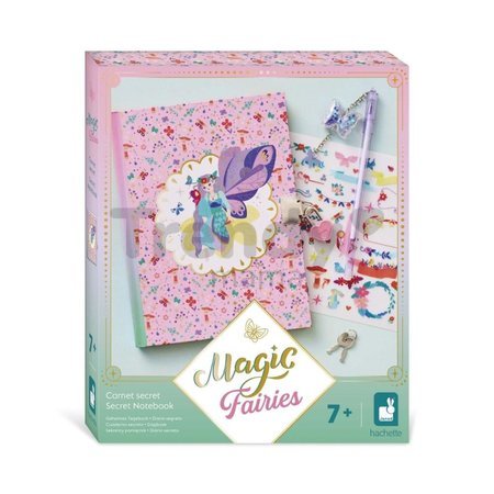 Midi kreatívna sada Tajný zápisník so zámkom Magické víly Secret Notebook Magic Fairies Atelier Janod s perom 96 strán od 7 rokov J09173