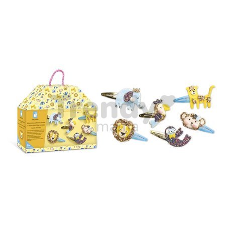 Sada na výrobu šperkov Sponky do vlasov Exotické zvieratá Glitter Hair Clips Exotic Animals Atelier Janod na výrobu 6 kusov šperkov od 5 rokov J09178