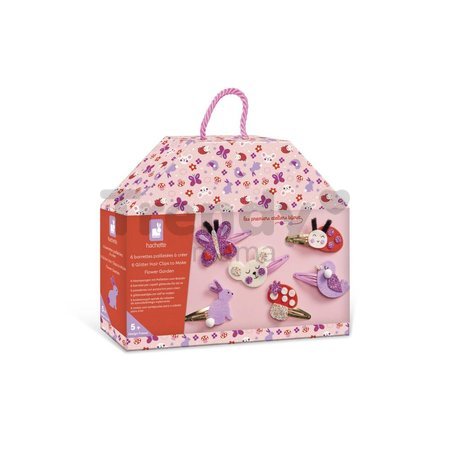 Sada na výrobu šperkov Sponky do vlasov Rozkvitnutá záhrada Glitter Hair Clips Flower Garden Atelier Janod na výrobu 6 kusov šperkov od 5 rokov J09179