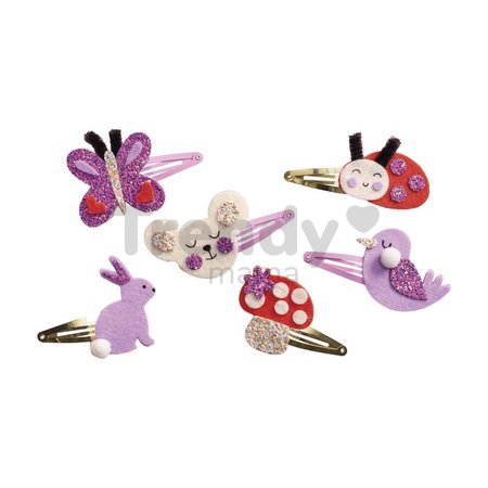 Sada na výrobu šperkov Sponky do vlasov Rozkvitnutá záhrada Glitter Hair Clips Flower Garden Atelier Janod na výrobu 6 kusov šperkov od 5 rokov J09179