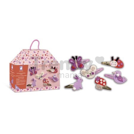 Sada na výrobu šperkov Sponky do vlasov Rozkvitnutá záhrada Glitter Hair Clips Flower Garden Atelier Janod na výrobu 6 kusov šperkov od 5 rokov J09179