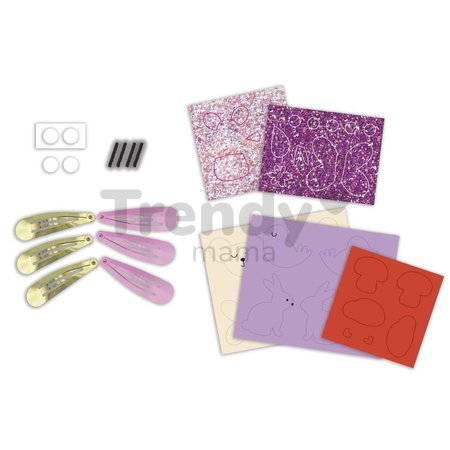 Sada na výrobu šperkov Sponky do vlasov Rozkvitnutá záhrada Glitter Hair Clips Flower Garden Atelier Janod na výrobu 6 kusov šperkov od 5 rokov J09179