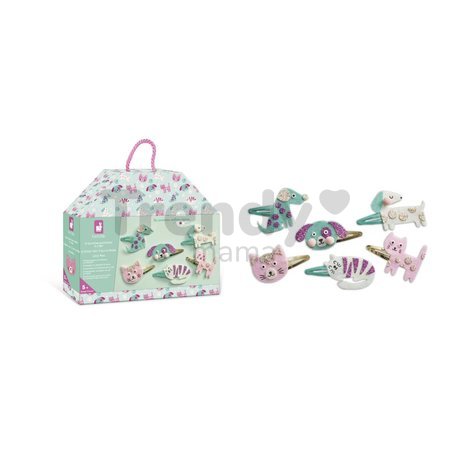 Sada na výrobu šperkov Sponky do vlasov Mláďatká Glitter Hair Clips Little Pets Atelier Janod na výrobu 6 kusov šperkov od 5 rokov J09181