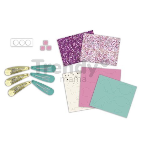 Sada na výrobu šperkov Sponky do vlasov Mláďatká Glitter Hair Clips Little Pets Atelier Janod na výrobu 6 kusov šperkov od 5 rokov J09181