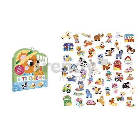 Veľké samolepky Farma Farm Animals Big Stickers Janod 50 kusov od 18 mes J09188