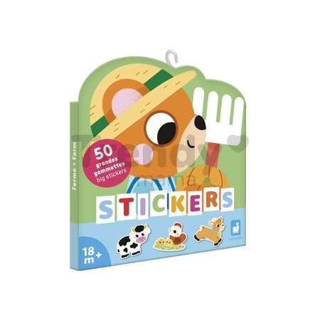 Veľké samolepky Farma Farm Animals Big Stickers Janod 50 kusov od 18 mes J09188