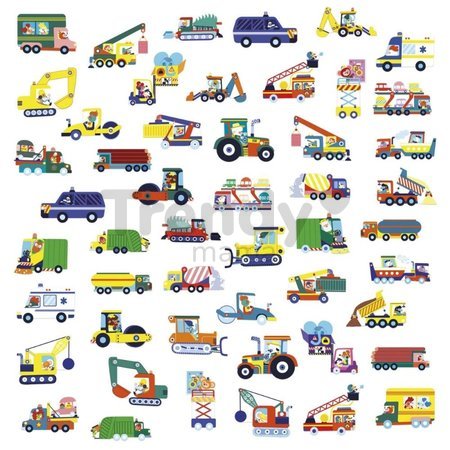 Veľké samolepky Dopravné prostriedky Fun Vehicles Big Stickers Janod 50 kusov od 18 mes J09191