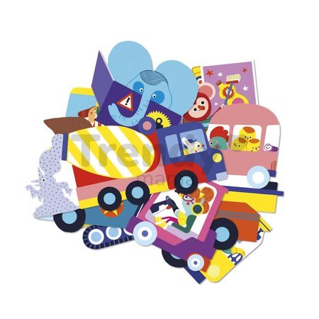 Veľké samolepky Dopravné prostriedky Fun Vehicles Big Stickers Janod 50 kusov od 18 mes J09191