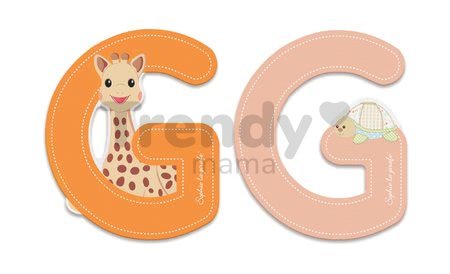 Drevené písmeno G Sophie The Giraffe Janod lepiace 7 cm oranžové/ružové od 3 rokov