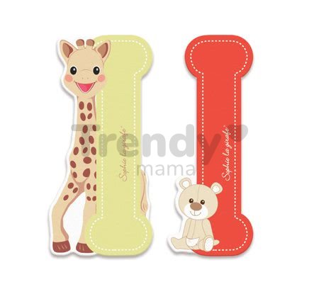 Drevené písmeno I Sophie The Giraffe Janod lepiace 7 cm béžové/červené od 3 rokov