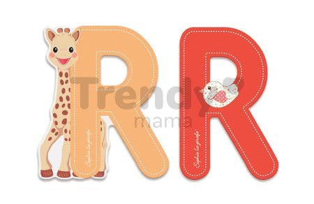 Drevené písmeno R Sophie The Giraffe Janod lepiace 7 cm oranžové/červené od 3 rokov