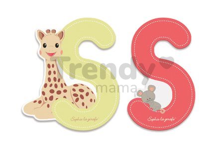 Drevené písmeno S Sophie The Giraffe Janod lepiace 7 cm béžové/červené od 3 rokov