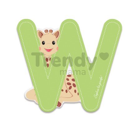 Drevené písmeno W Sophie The Giraffe Janod lepiace 7 cm zelené od 3 rokov