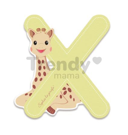 Drevené písmeno X Sophie The Giraffe Janod lepiace 7 cm béžové od 3 rokov