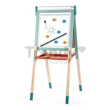 Drevená magnetická tabuľa Scalable Magnetic Board Janod obojstranná polohovateľná mentolová 22 doplnkov J09625