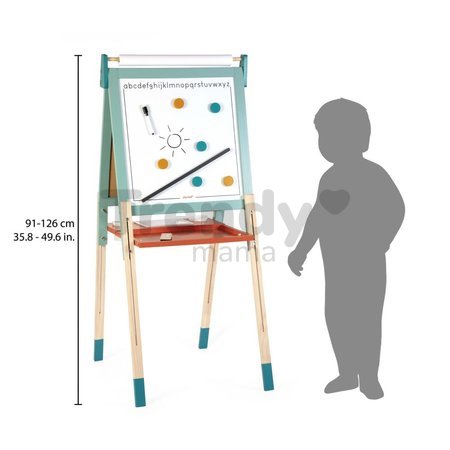 Drevená magnetická tabuľa Scalable Magnetic Board Janod obojstranná polohovateľná mentolová 22 doplnkov J09625