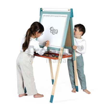 Drevená magnetická tabuľa Scalable Magnetic Board Janod obojstranná polohovateľná mentolová 22 doplnkov J09625