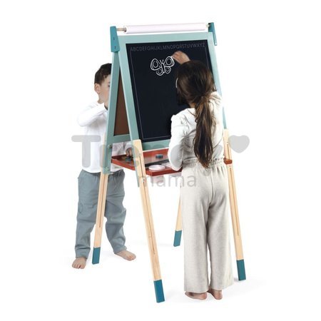 Drevená magnetická tabuľa Scalable Magnetic Board Janod obojstranná polohovateľná mentolová 22 doplnkov J09625