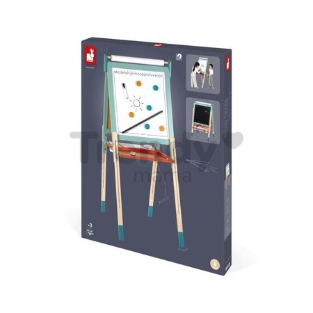 Drevená magnetická tabuľa Scalable Magnetic Board Janod obojstranná polohovateľná mentolová 22 doplnkov J09625