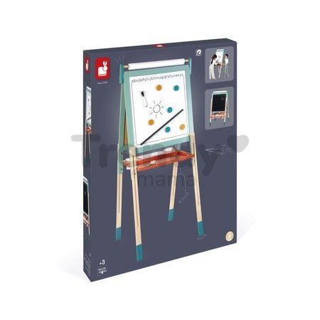 Drevená magnetická tabuľa Scalable Magnetic Board Janod obojstranná polohovateľná mentolová 22 doplnkov J09625