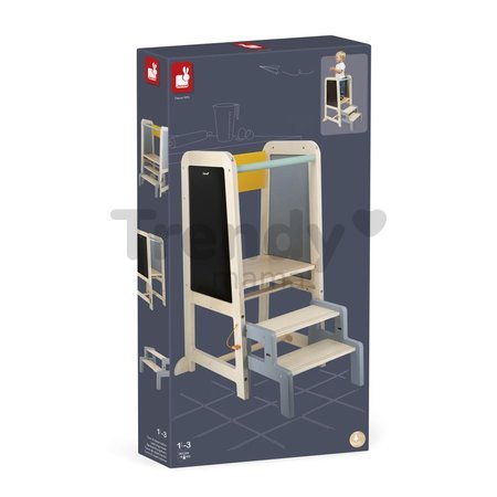 Drevená učiaca veža 3v1 Learning Table Janod so schodíkmi a tabuľou od 18 mes J09640