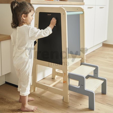 Drevená učiaca veža 3v1 Learning Table Janod so schodíkmi a tabuľou od 18 mes J09640