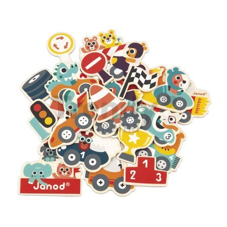 Drevené magnetky Autá Car Magnets Janod 24 kusov od 24 mes J09641