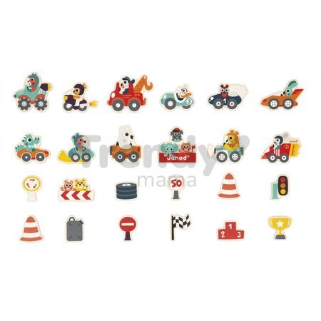 Drevené magnetky Autá Car Magnets Janod 24 kusov od 24 mes J09641