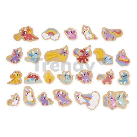 Drevené magnetky Jednorožce a Draky Unicorn & Dragon Magnets Janod 24 kusov od 24 mes J09645