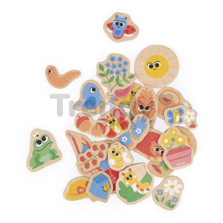 Drevené magnetky Záhrada Garden Magnets Janod 24 kusov od 24 mes J09646