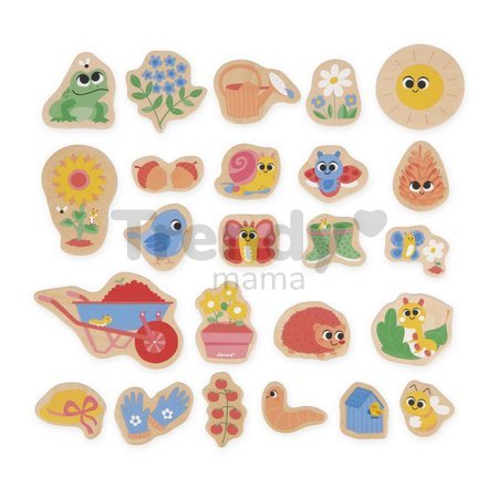 Drevené magnetky Záhrada Garden Magnets Janod 24 kusov od 24 mes J09646